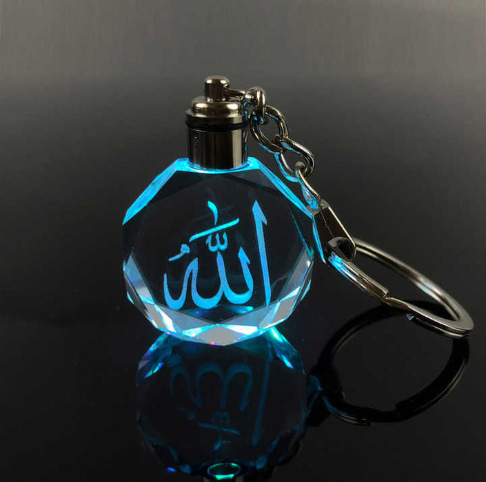 Led Colorful Glass Keychain (Allah)