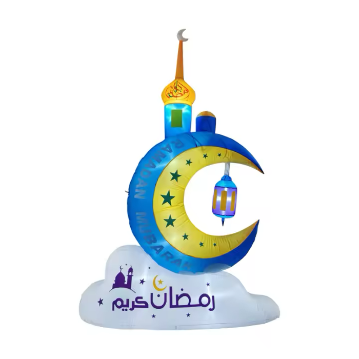 زينة هلال رمضان قابلة للنفخ بطول 5 أقدام مع أضواء LED مدمجة - مثالية للاحتفالات بشهر رمضان والعيد