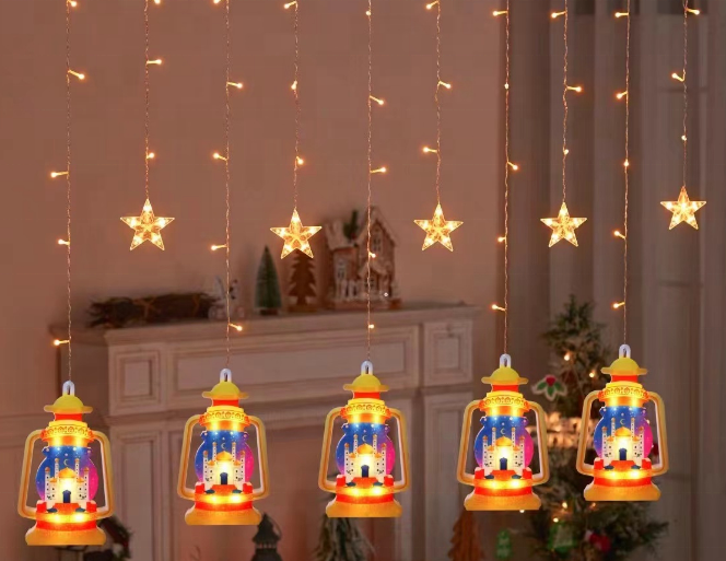 Ramadan LED Light Curtain String Lights – 3m Window Curtain Lights with 138 LEDs, 8 Lighting Styles for Ramadan Decorations