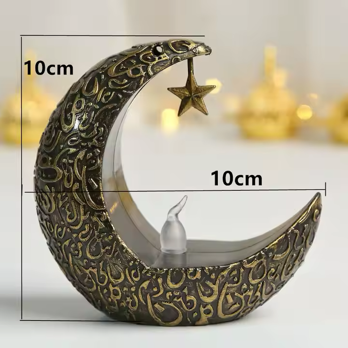 EID Mubarak LED Table Night Light – Moon & Star Ramadan Decor, Plastic, Battery-Powered